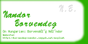 nandor borvendeg business card